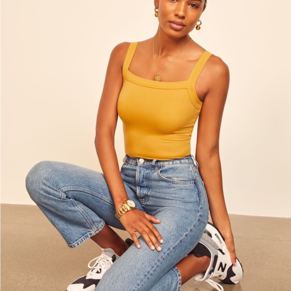 Yellow Sleeveless Ribbed Top